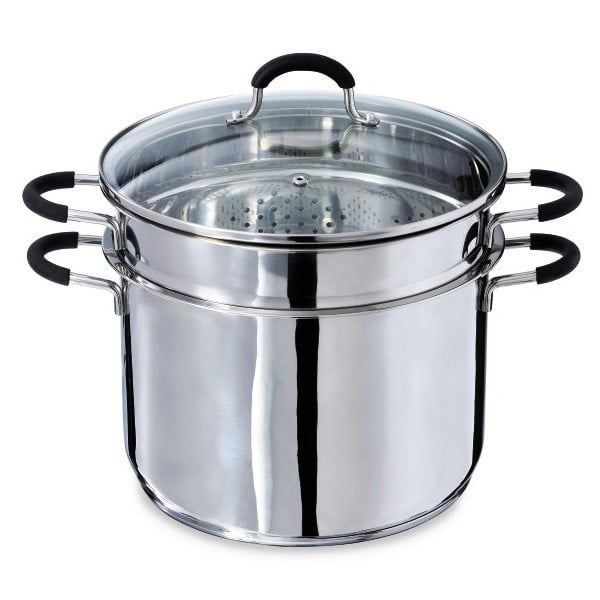 Lot marmite haute inox Rapid Cook avec couvercle et élément vapeur 26 cm 8,5 L Mathon - Mathon - 1