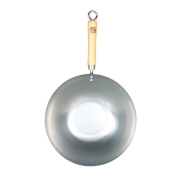 Wok fond plat 30 cm tôle acier blanche Be a Wok Star - Mathon