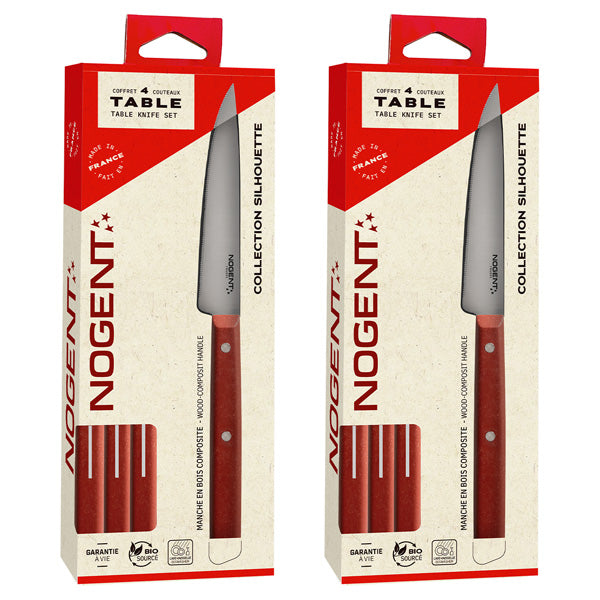 Lot de 2 coffrets de 4 couteaux de table Silhouette rouge vin Nogent - Mathon