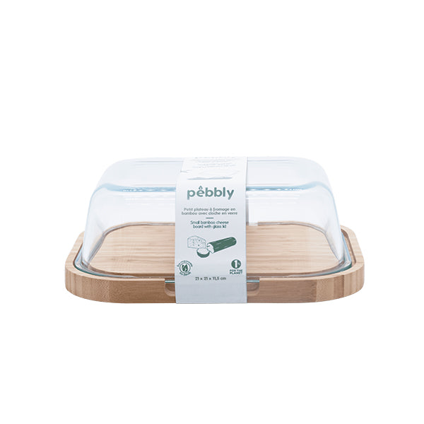 Plateau à fromage en bambou avec couvercle en verre  Pebbly - Mathon - 2