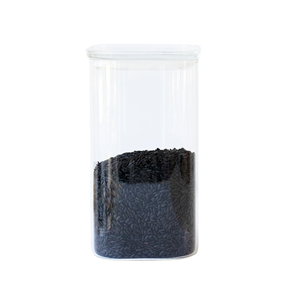 Boite carrée haute en verre 1400 ml Pebbly - Mathon - 1