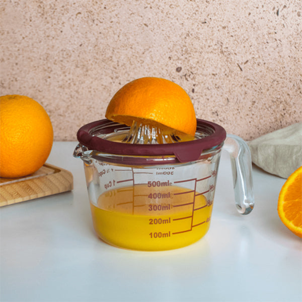 Presse-agrume manuel avec pichet gradué en verre 500 ml Pebbly - Mathon - 2