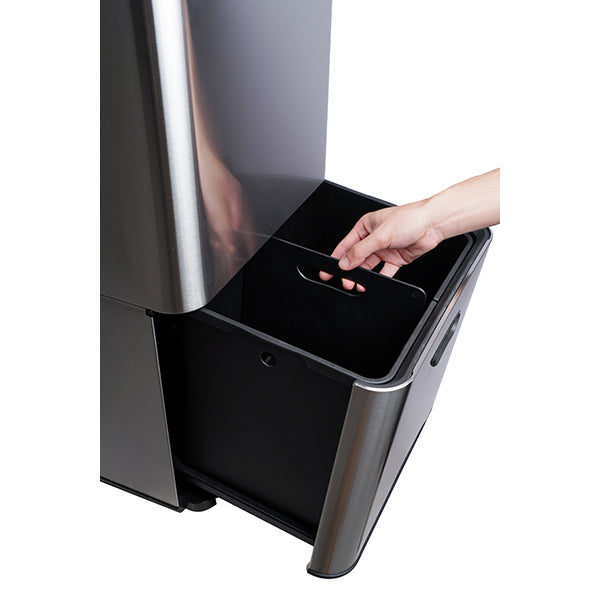 Poubelle de cuisine 3 bacs de tri sélectif 63 L inox Mathon - Mathon - 5
