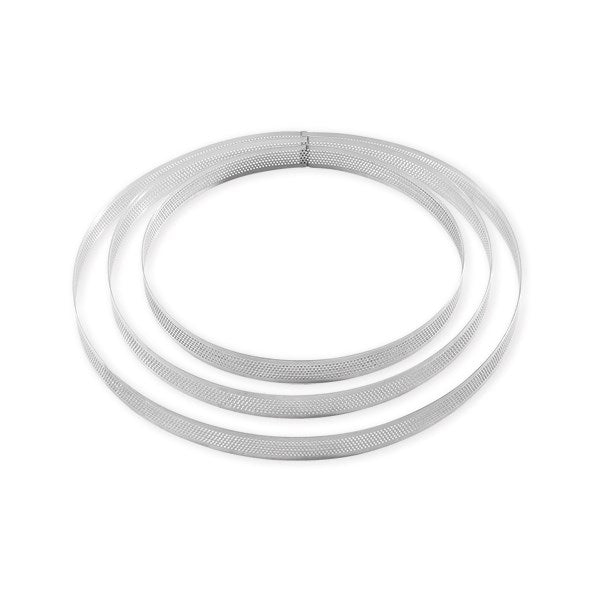 Lot 3 cercles à tarte perforés en inox rond 20 - 24 - 28 cm Mathon - Mathon - 1
