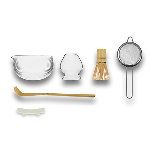 Coffret thé matcha 6 pièces en bambou et verre transparent Ogo - Mathon - 2
